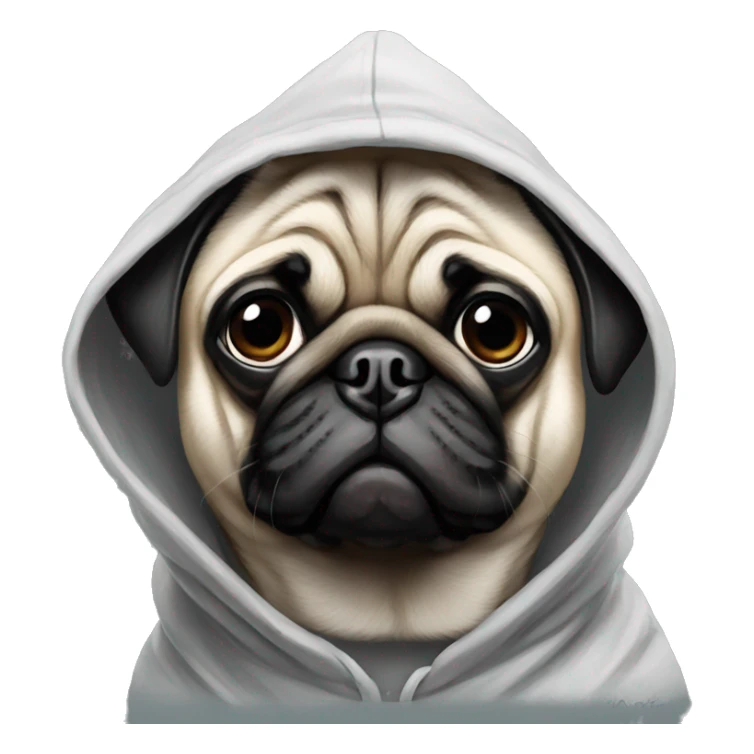Pug wearing a hood portrait sticker