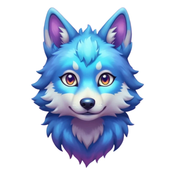 anthropomorphic anthro kawaii cute colorful shiny pastel nebula furry wolf-fursona furry (full body) sticker