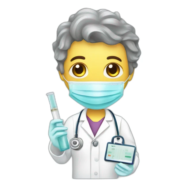 bot in medical pathology lab holding a biopsy sample sticker