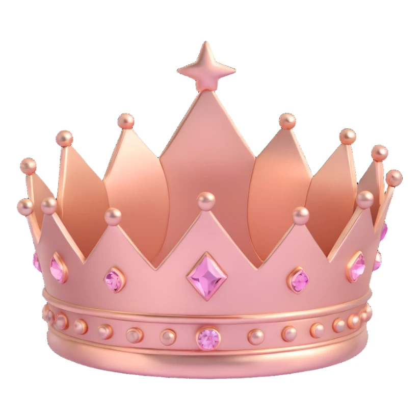 rose gold crown, metallic, soft pink, minimal background sticker
