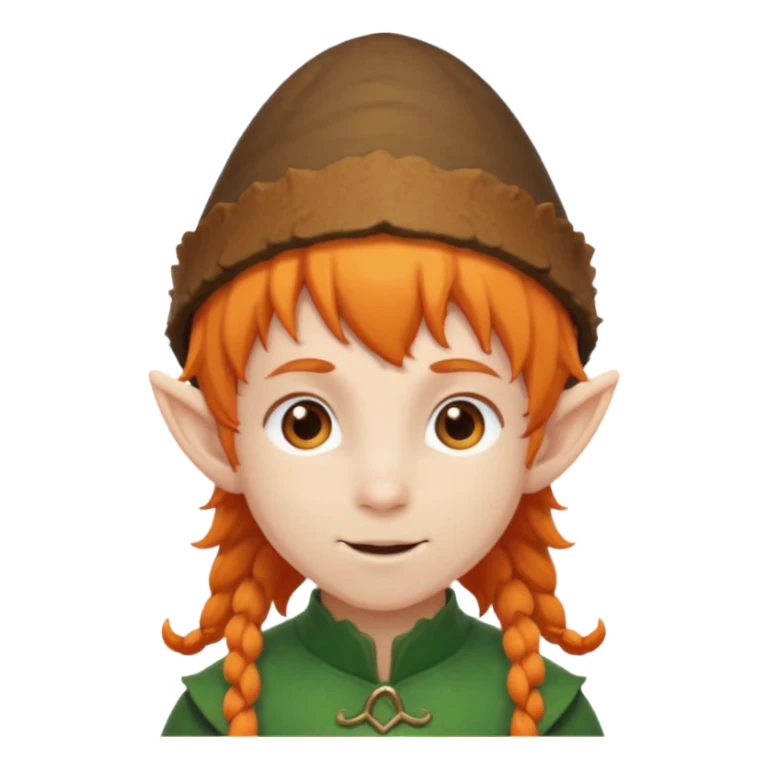 Orange Haired Elf, Elf boy with orange ponytail and acorn hat sticker