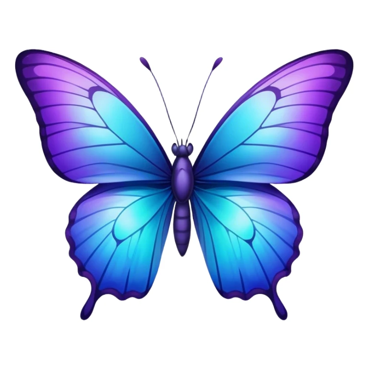 Gradient iridescent purple indigo blue cyan butterfly sticker