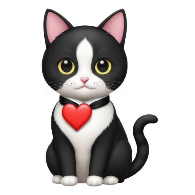 A tuxedo cat with a heart sticker