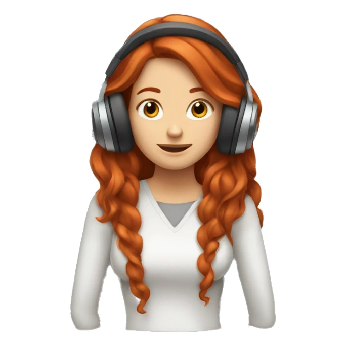 long haired redhead woman listening to music sticker