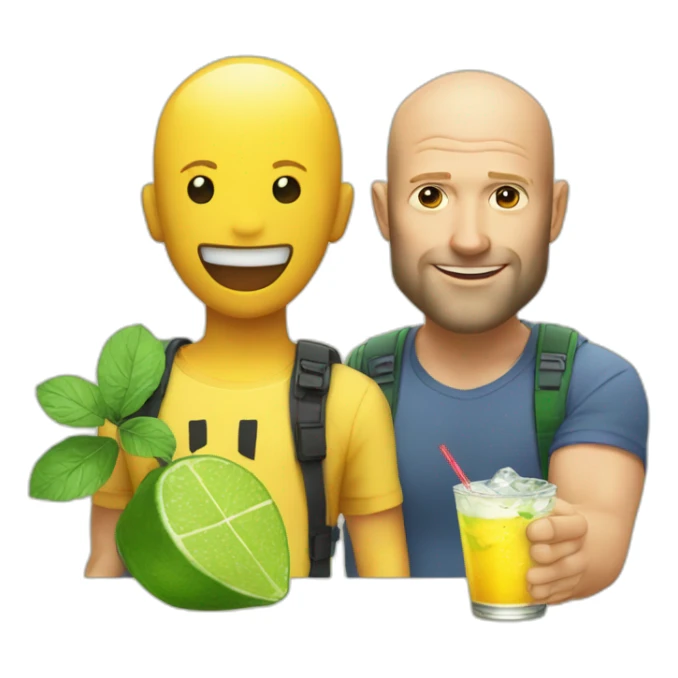 Statham with pint near pikachu with mojito sticker