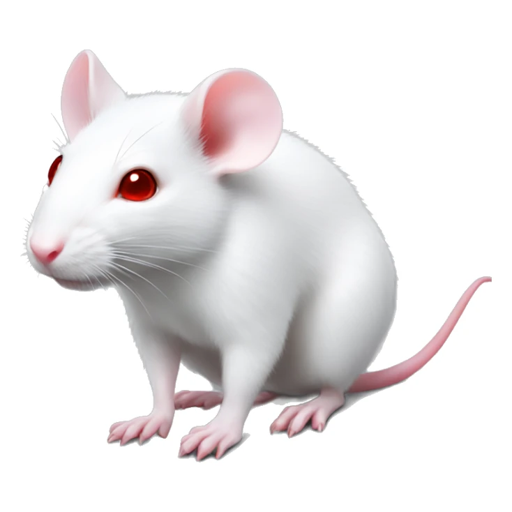 Realistic white rat with bright red eyes and baby pink tail and paws sticker