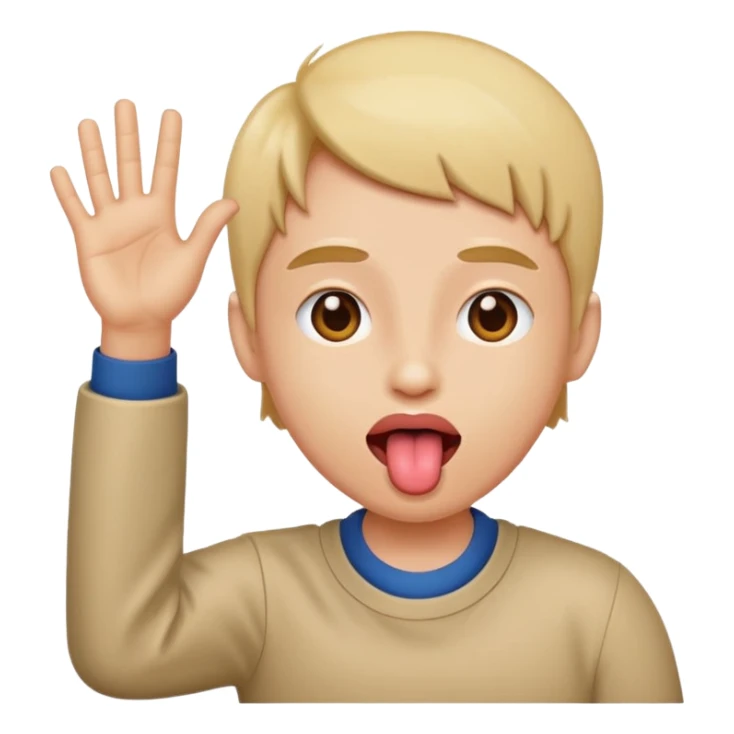 tongue out with hands to the side sticker