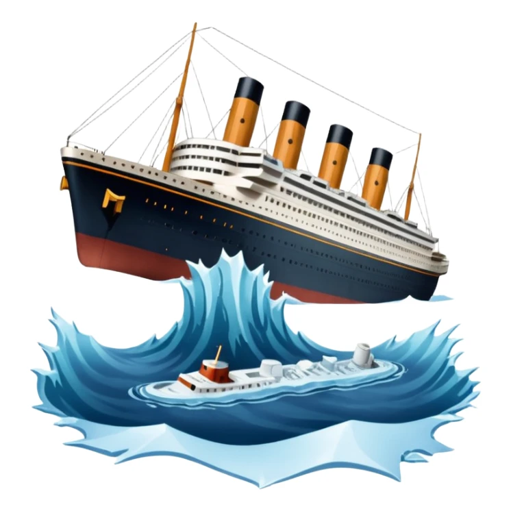 Make the Titanic sinking in the front In splits In the middle sticker