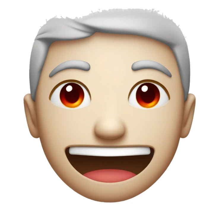 Someone smiling with red tinted squinted eyes sticker