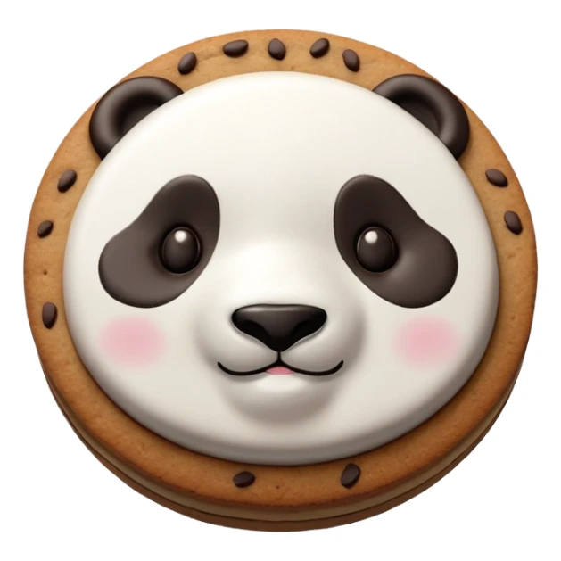 Chocolate biscuit with cute panda face design like Hello Panda cookie, round biscuit with panda face stamped on top sticker
