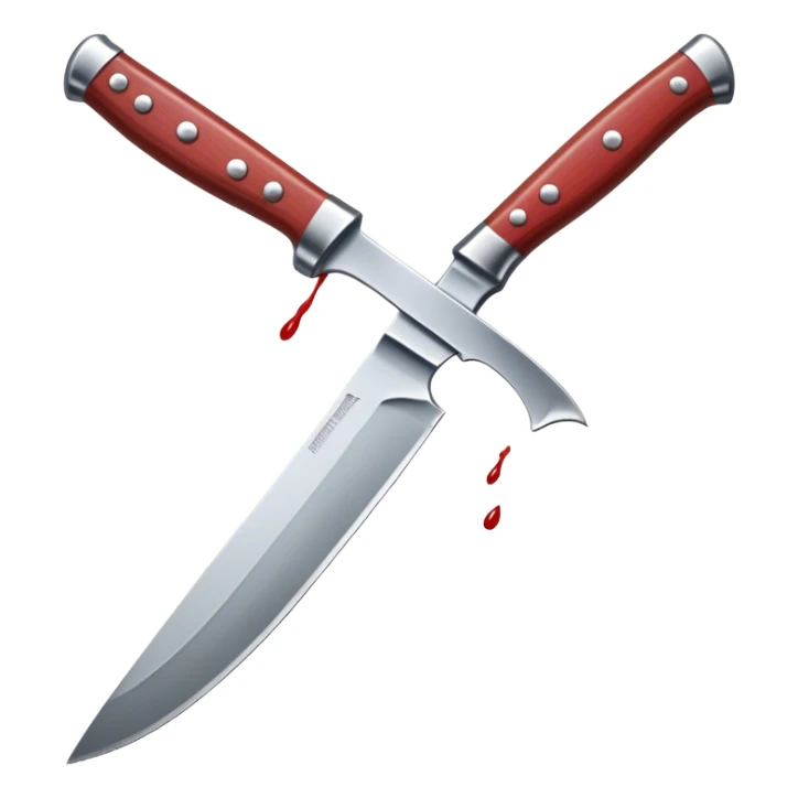 The knife in the image has a sharp, slightly curved blade with a fuller running along its length. The handle is rectangular with a rounded end, featuring a guard for hand protection.
Adding small drops of blood dripping from the tip would enhance the sense of danger and intensity.  sticker