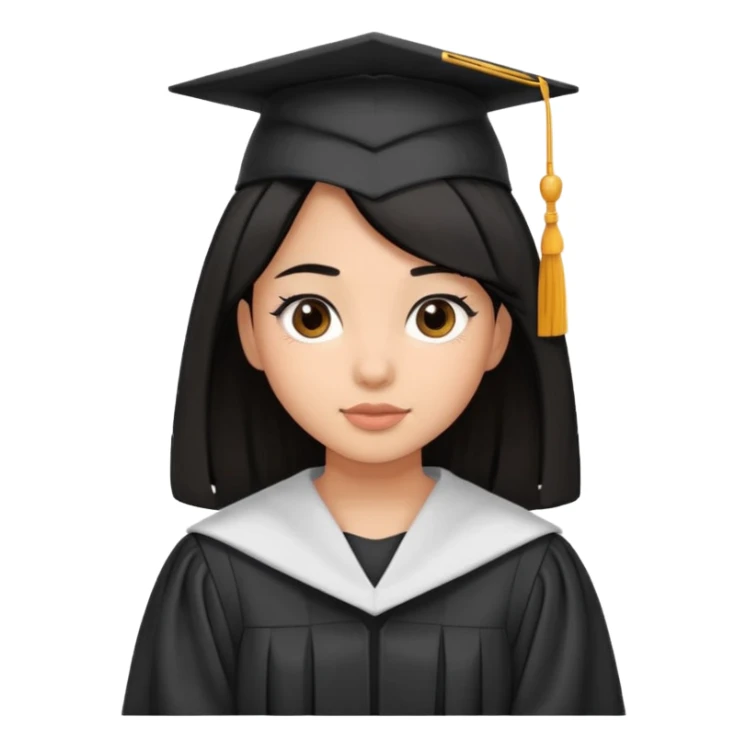 Black hair girl graduated sticker