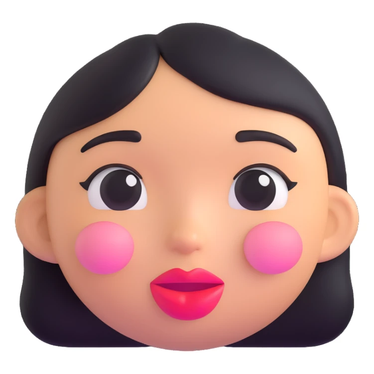 cute clean girl aesthetic face emoji, soft blush, glossy lips sticker