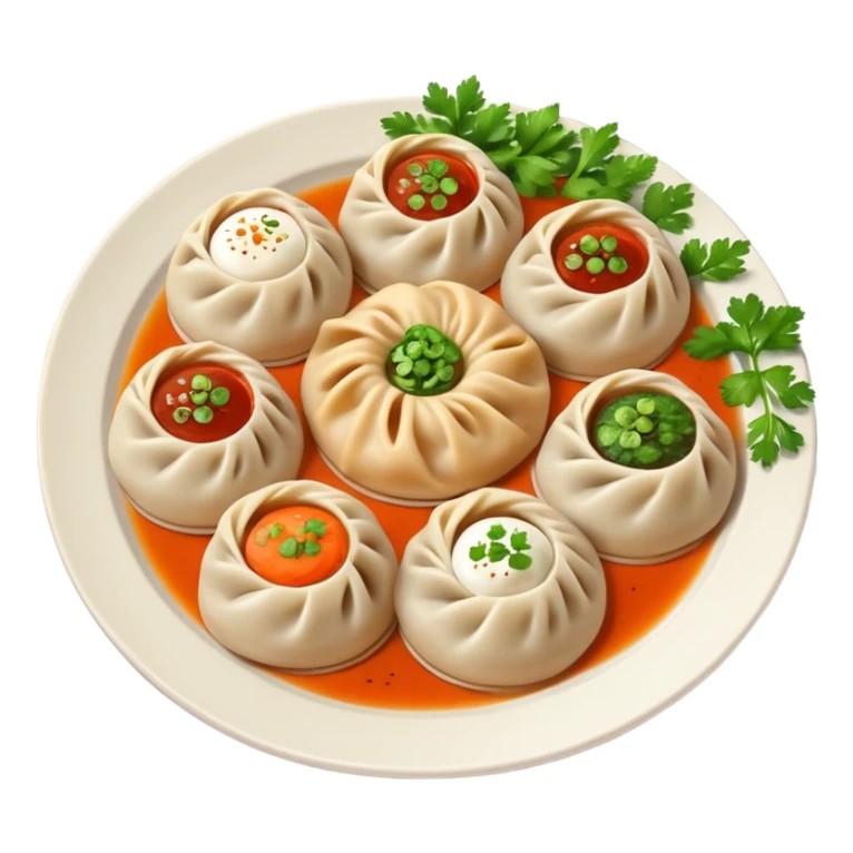 generate an ios genmoji of momos on a plate sticker