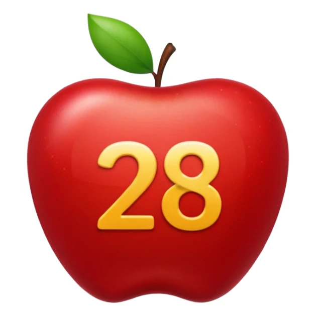 calendar with number 28, red top, apple style emoji sticker