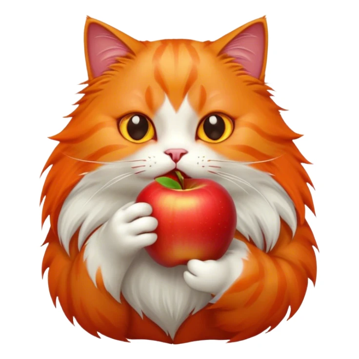 Un chat qui mange une pomme  sticker