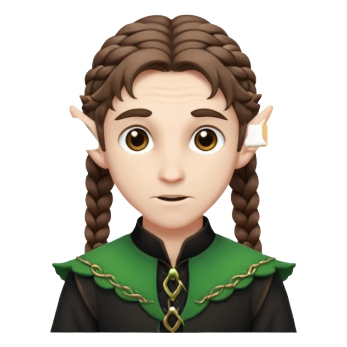 elves with braided brown  hair man black dress  sticker