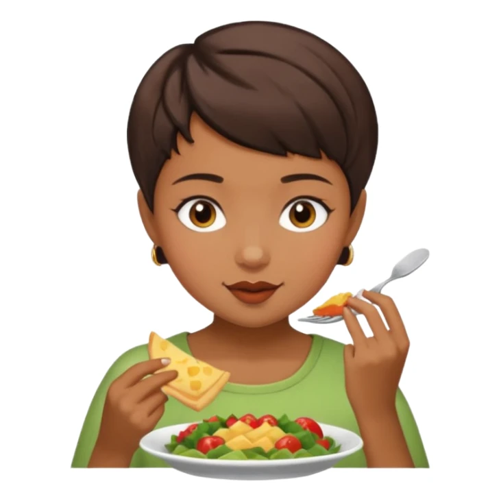 Girl brunette pixiecut Hair Brown Eating food  sticker