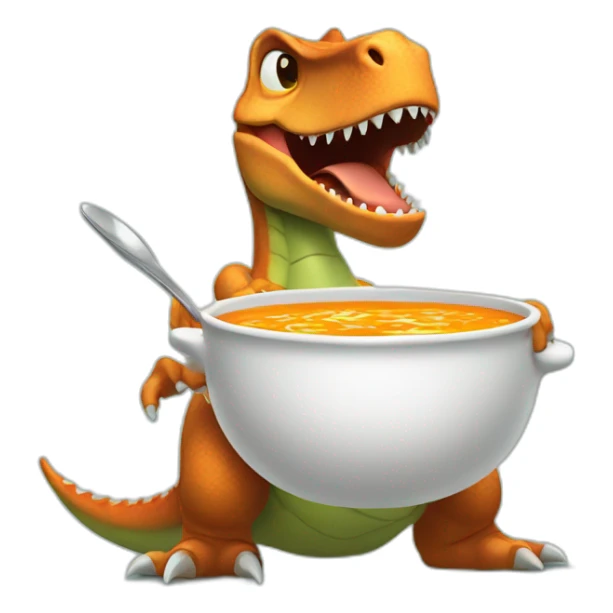 dinosaur holding a bowl of soup sticker