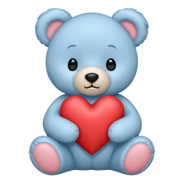 blue pastel teddy bear hold red heart sticker