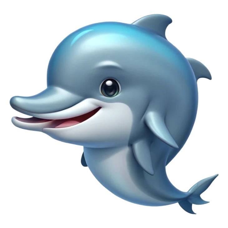 Cinematic Comical Dolphin Portrait Emoji, Head tilted dramatically with an exaggeratedly amused expression, featuring a smooth, dynamic body with wide, comically expressive eyes full of playful disbelief and a quirky, arched dorsal fin, Simplified yet hilariously expressive features, highly detailed, glowing with a slightly sassy oceanic glow, high shine, dramatic yet playful, stylized with an air of cheeky marine mischief, soft glowing outline, capturing the essence of a meme-worthy dolphin that looks ready to leap its way into viral fame! sticker