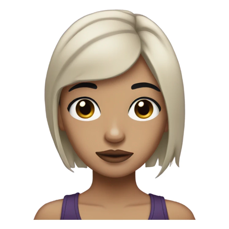 Dark Purple hair girl tan black eyes emo makeip sticker