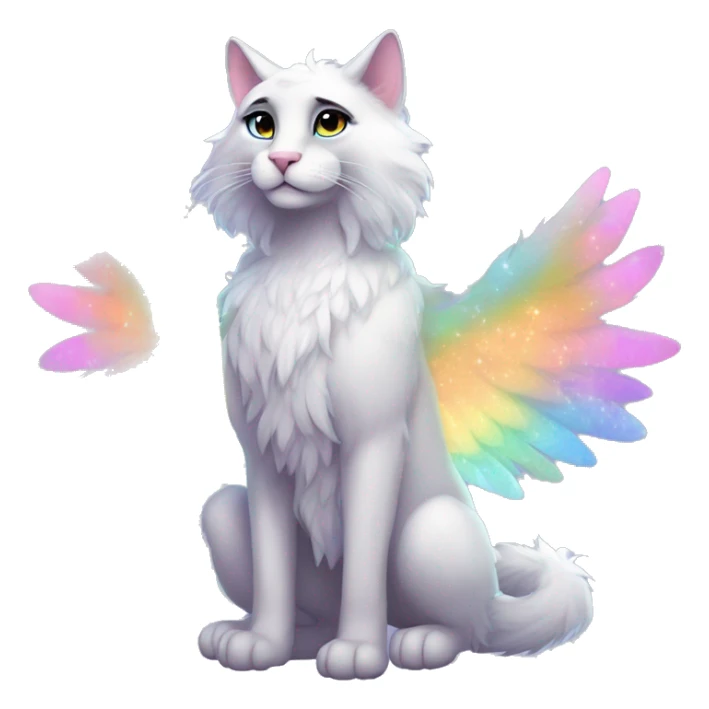 Furry, sparkle, iridescent, colorful, pastel, edgy, cool, fantasy beautiful, divine, godly, angelic, animal, anthro, full body, fursona, feline sticker