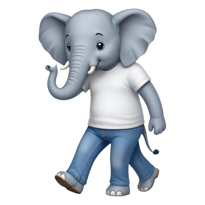 anthropomorphised elephant in jeans and t-shirt walking upright sticker