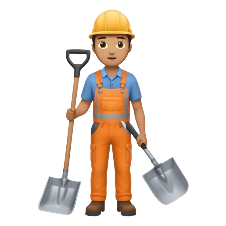 Landscaping company worker, shoveling, full body sticker