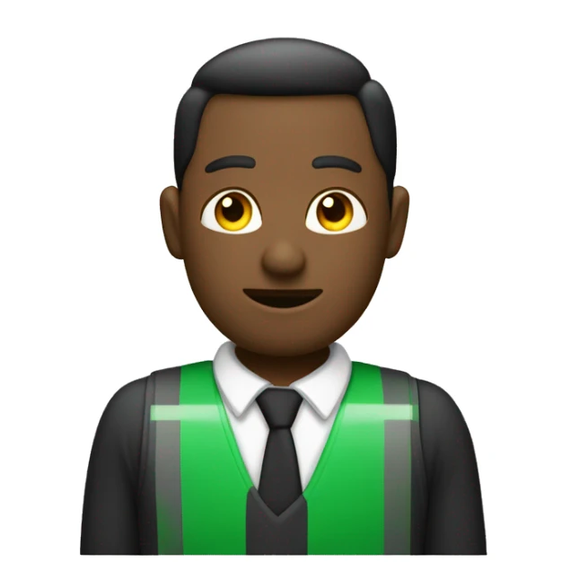 Supervisor. Con chaleco negro y rEflejante verde levantando pulgar mano derecha sticker