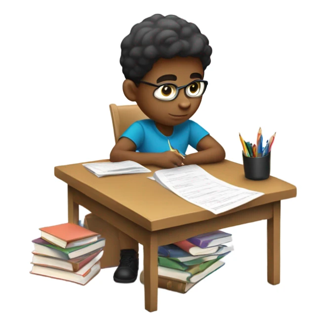 apple style emoji: Kid is doing a quiz sticker