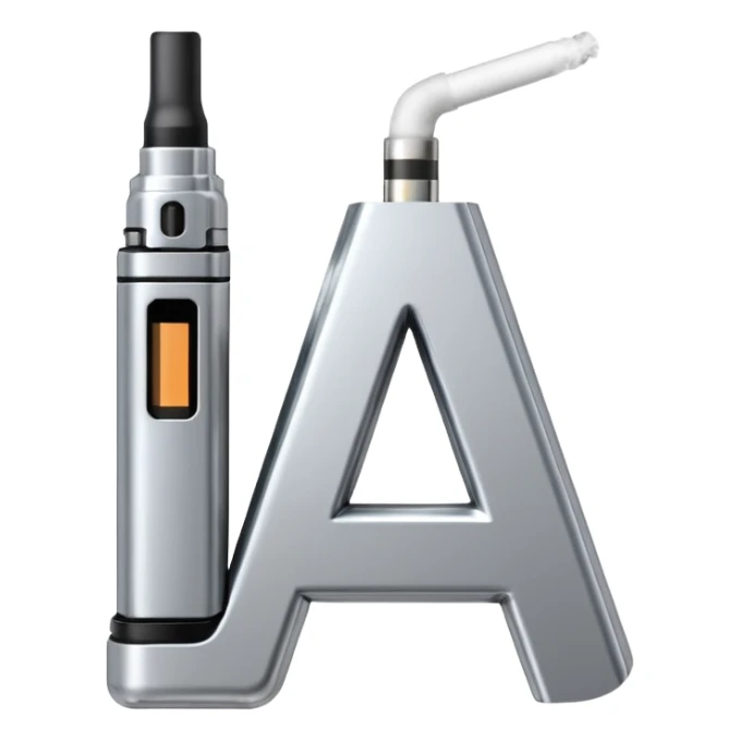 Letter A is designed in the style of an electronic cigarette (Vape theme) with dimensions of 512 by 512 sticker