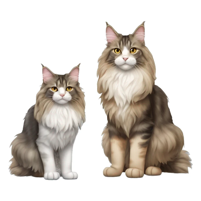Two Maine coons of different colours and sizes full body sticker