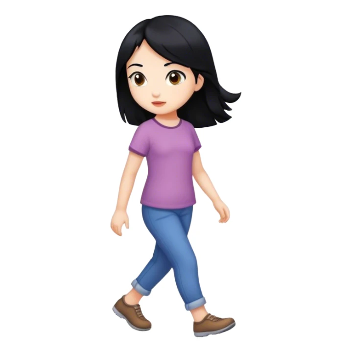 Girl with black hair walking  sticker