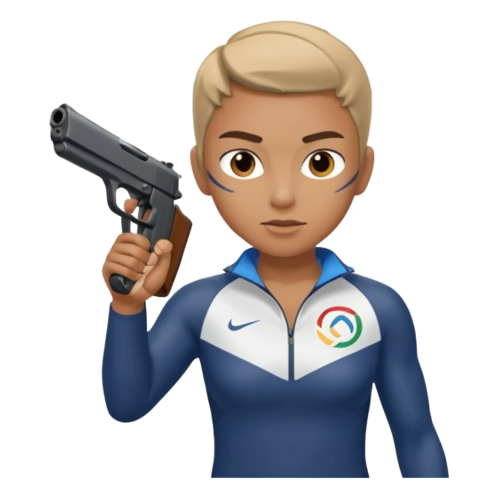 athlete with gun shooting, in Olympics sticker