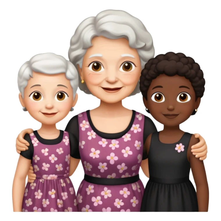 White Grandma with black identical little girls  sticker