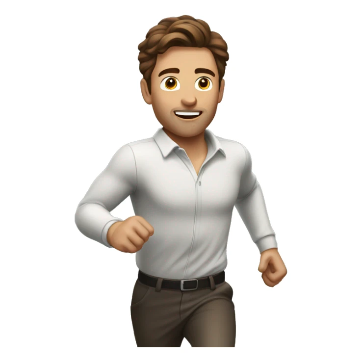 Man with brown hair running sticker