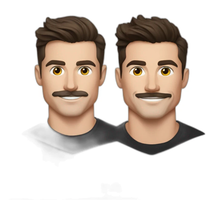 Mason mount, Cristiano Ronaldo, Matt Bomer 30 year old product designer with stubble and mustache in a black tshirt with broad shoulders profile photo sticker