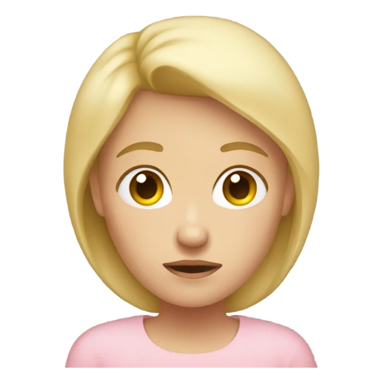 blonde woman. sad emotion. light pink shirt  sticker