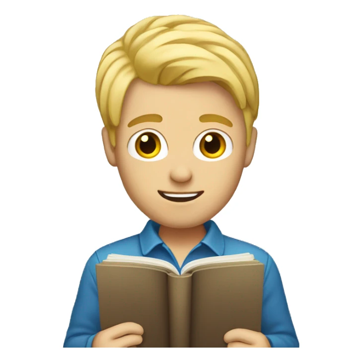 blond hair male holding an open book sticker
