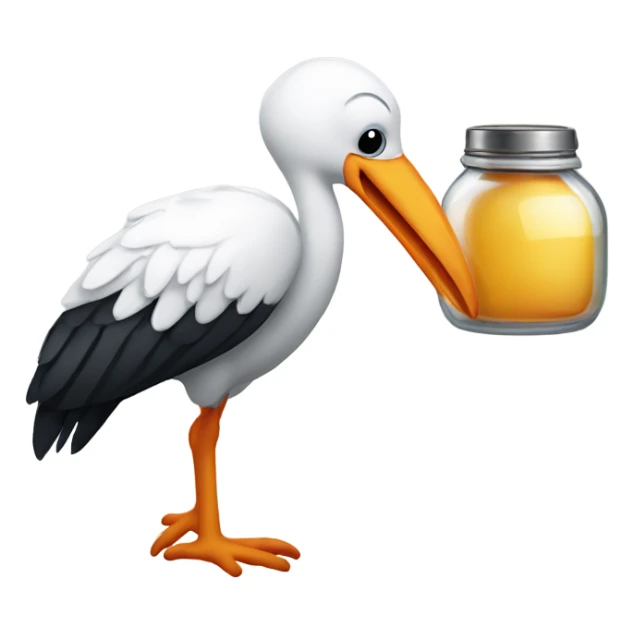 A stork carrying a jar instead of a child sticker
