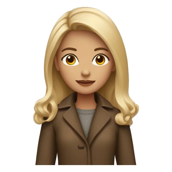 Girl with dark blond with omre light blond wearing brown coat sticker