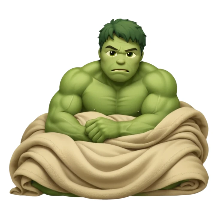 Incredible hulk curled up like a cat sleeping lying down in bed under blanket eyes closed sticker