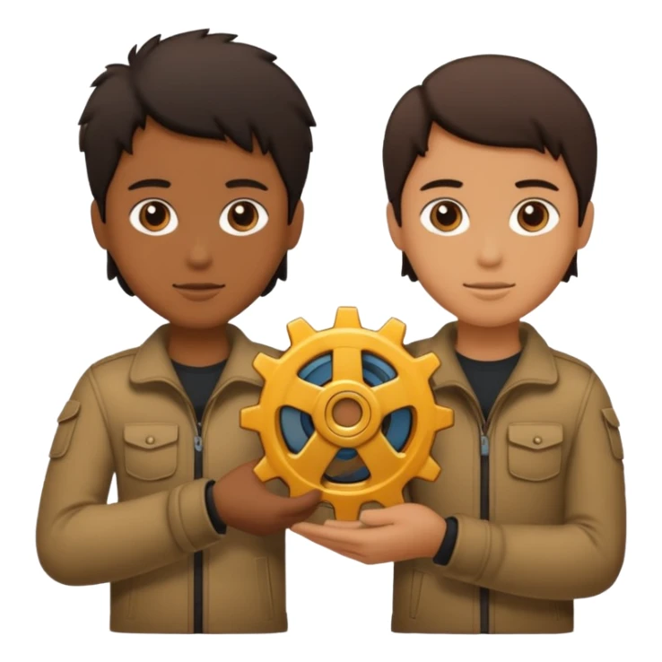 person silhouette handing a gear to another sticker