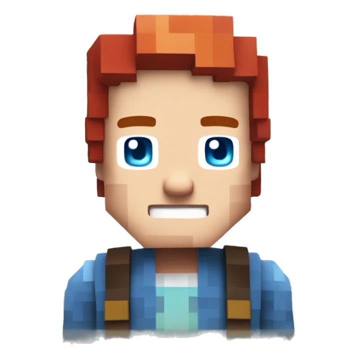 minecraft character with red hair and blue eyes sticker