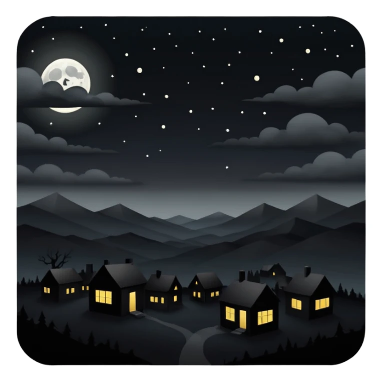 dark and eerie scene, the entire world covered in darkness. The sky is deep black with no stars or light, no moon, no glow just total void and silence. The atmosphere feels ominous and unsettling, as if darkness has swallowed everything. No characters, no visible light sources sticker