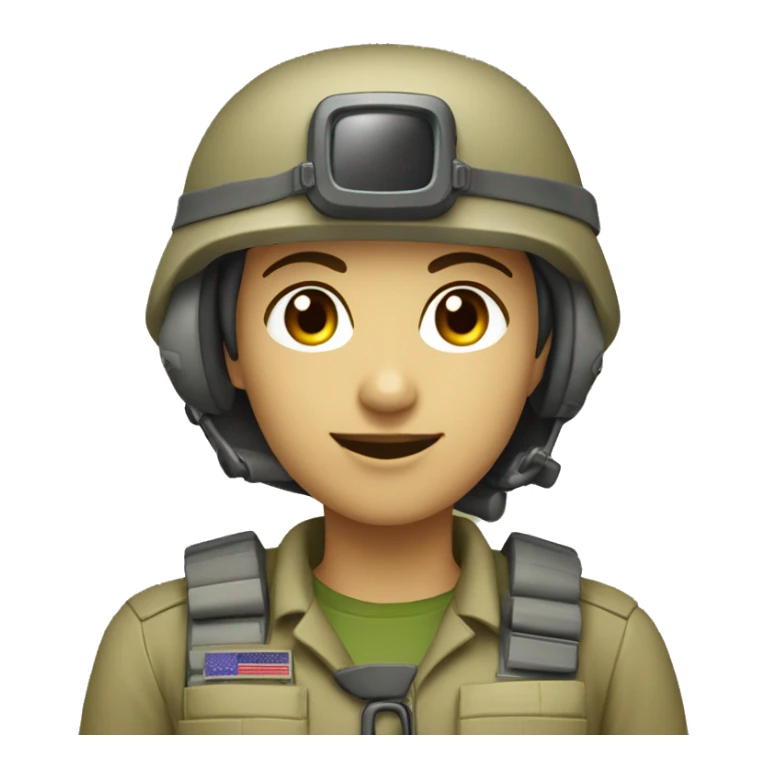 operator dressed in khaki color with a milatary helmet, without glasses, preferably female sticker