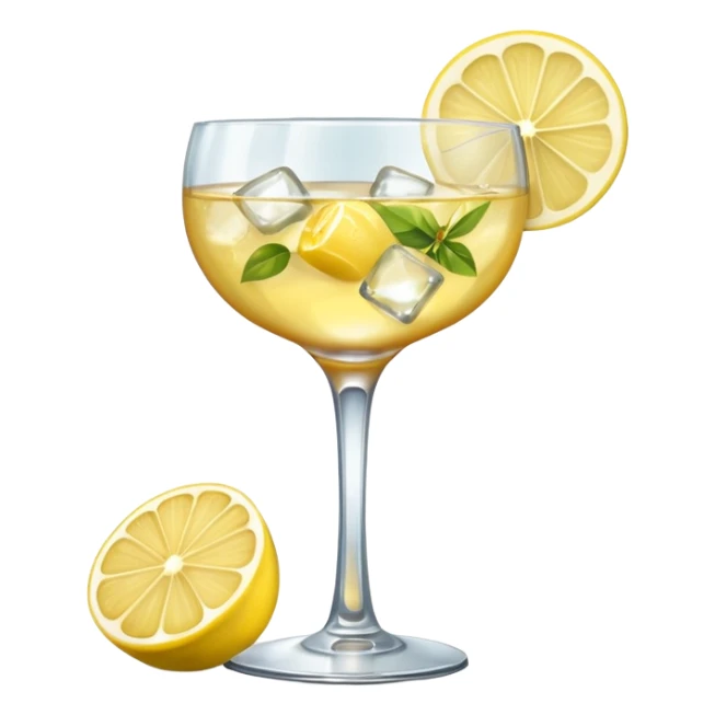 Spritz St-Germain avec citron et glaçons dans un verre cocktail  sticker