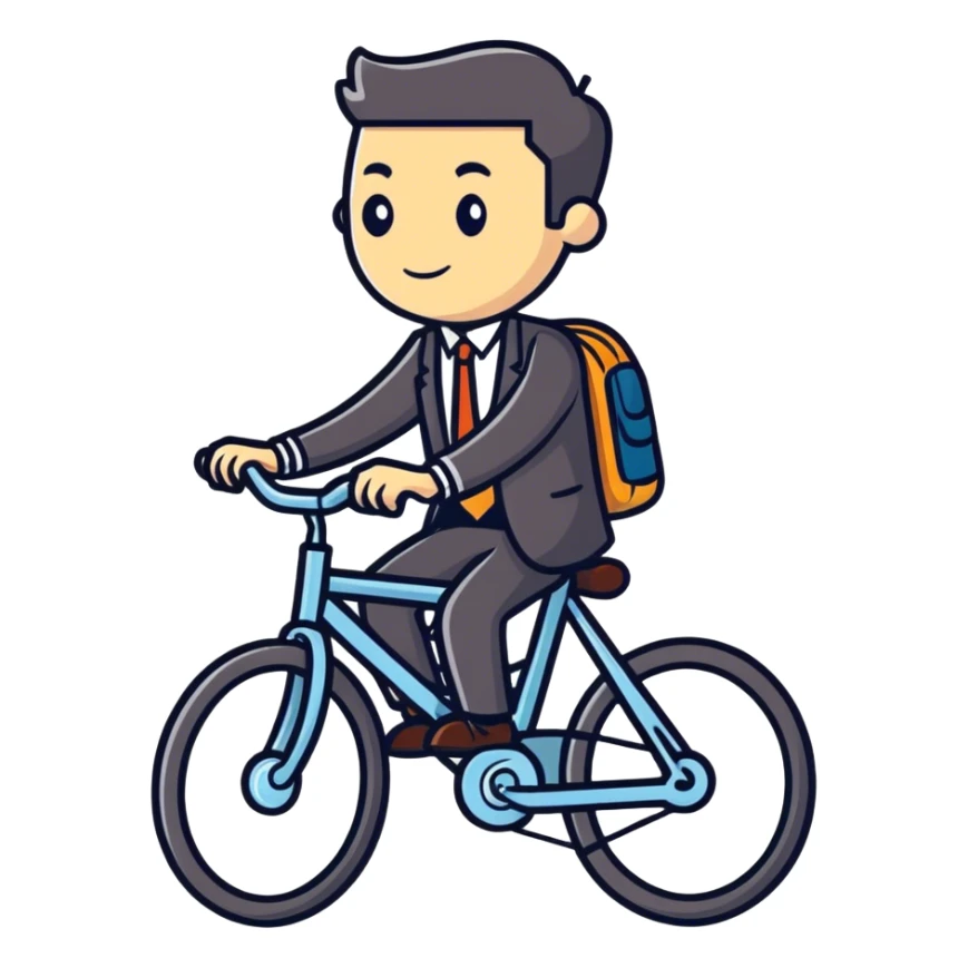 A man on a bike in an office  sticker