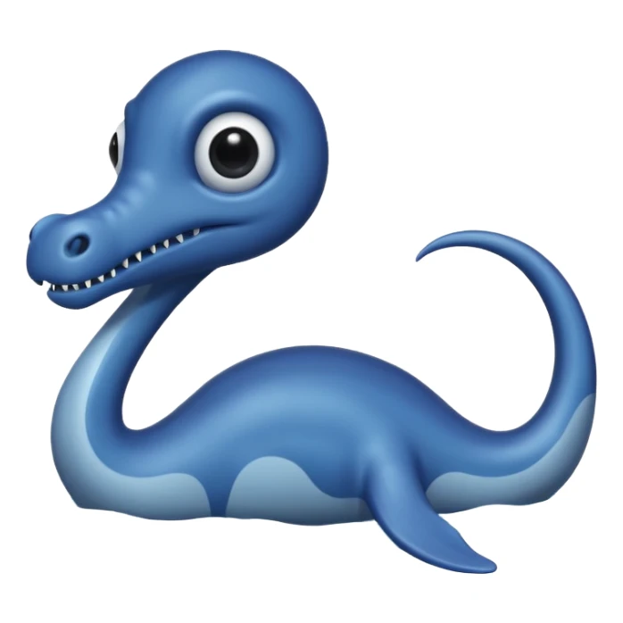 A realistic greyish-dark-blue gloomy Loch-Ness-plesiosaurus-monster with black tiny orb-eyes sticker